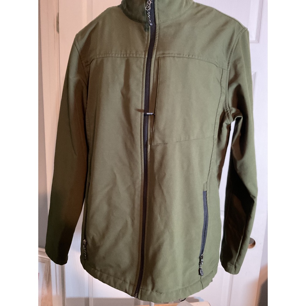Swiss Tech Mens Softshell Jacket Olive Green Fleece Lined Full Zip Size M 38-40